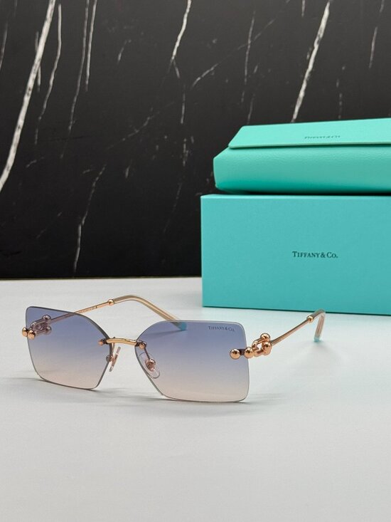Tiffany & Co TF3088 610516 Blue Gold Rimless Women Sunglasses Authentic NEW main image 8
